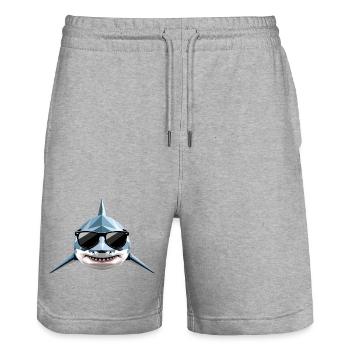 Hai Haifisch Tigerhai Taucher Süße Haie Weißer Hai - Stanley/Stella Unisex Bio Joggingshorts Trainer  - Grau meliert - Vorne - Nik (191cm) & Marisol (170cm)