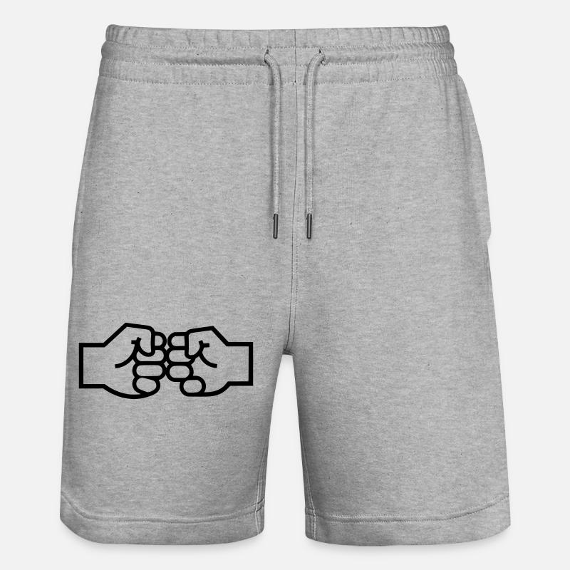 Faust Check Fistbump Hände Outline - Stanley/Stella Unisex Bio Joggingshorts Trainer  - Grau meliert