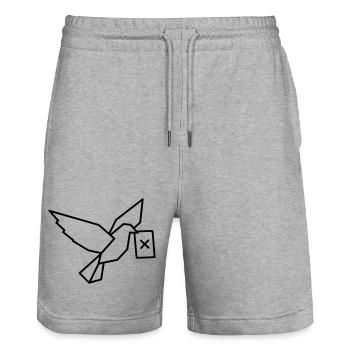 Brieftaube Wahlzettel Outline - Stanley/Stella Unisex Bio Joggingshorts Trainer  - Grau meliert - Vorne - Nik (191cm) & Marisol (170cm)