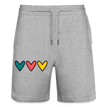 HERZ. PAAR. VALENTINSTAG. GERADE VERHEIRATET. Junggesellinnenabschied. - Stanley/Stella Unisex Bio Joggingshorts Trainer  - Grau meliert - Vorne - Nik (191cm) & Marisol (170cm)