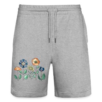 Blumen - Stanley/Stella Unisex Bio Joggingshorts Trainer  - Grau meliert - Vorne - Nik (191cm) & Marisol (170cm)