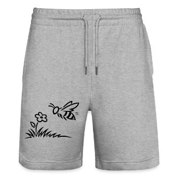 T-shirt abeille minimaliste mignon - Short de jogging bio TRAINER Stanley/Stella unisexe - gris chiné - Devant - Nik (191cm) & Marisol (170cm)