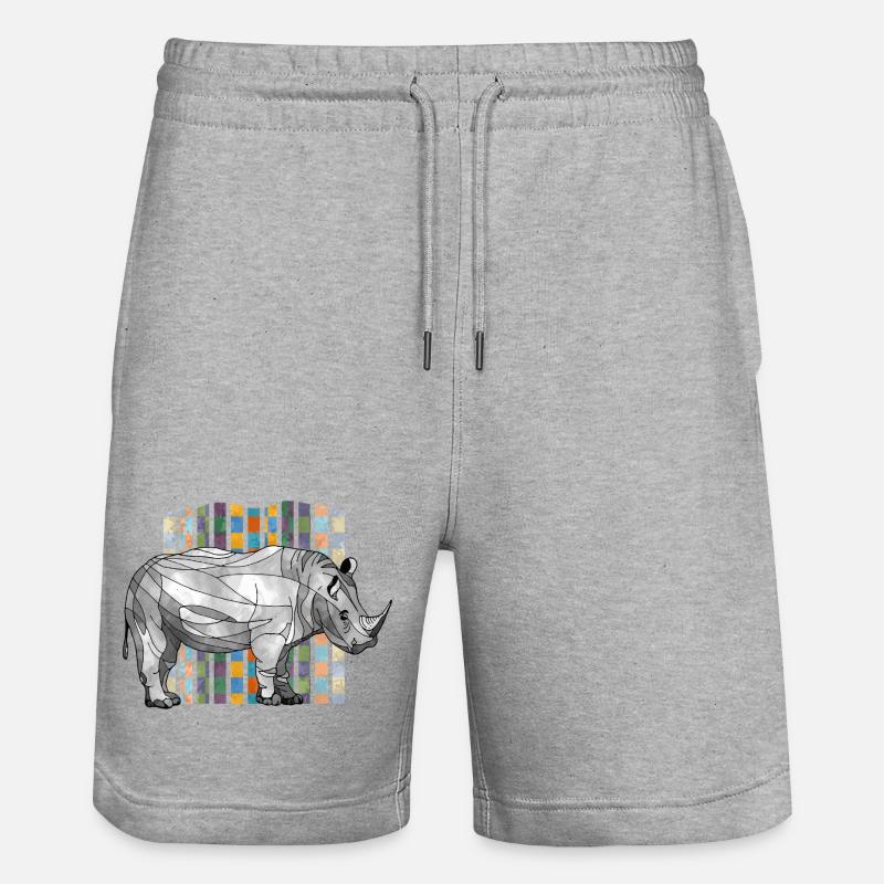rhinoceros - Stanley/Stella Trainer Unisex Organic Jogging Shorts - heather grey