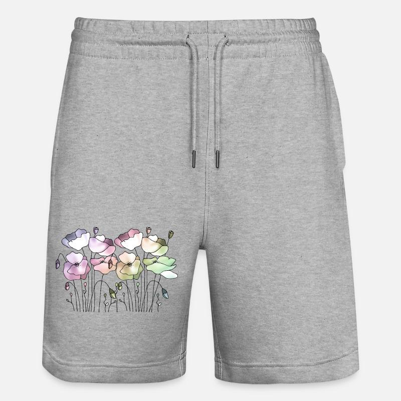 Blumen - Stanley/Stella Unisex Bio Joggingshorts Trainer  - Grau meliert