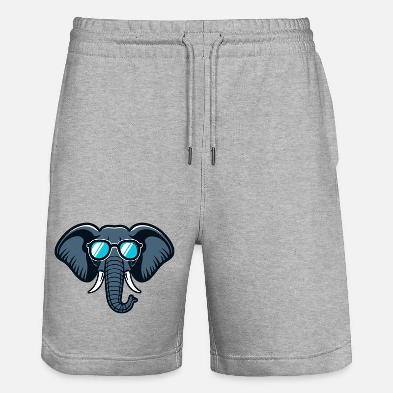 Éléphant lunettes rétro - Short de jogging bio TRAINER Stanley/Stella unisexe - gris chiné