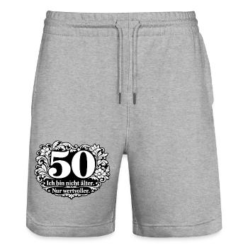 50 Jahre: Nicht älter, wertvoller - Stanley/Stella Unisex Bio Joggingshorts Trainer  - Grau meliert - Vorne - Nik (191cm) & Marisol (170cm)