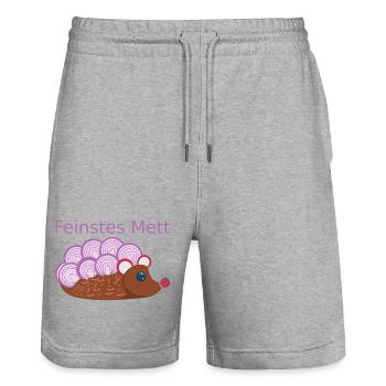 Der Mettigel: Feinstes Mett! (Nr.2) - Stanley/Stella Unisex Bio Joggingshorts Trainer  - Grau meliert - Vorne - Nik (191cm) & Marisol (170cm)