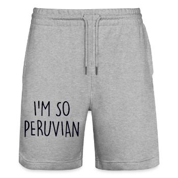 I'm so Peruvian Peru - Stanley/Stella Unisex Bio Joggingshorts Trainer  - Grau meliert - Vorne - Nik (191cm) & Marisol (170cm)