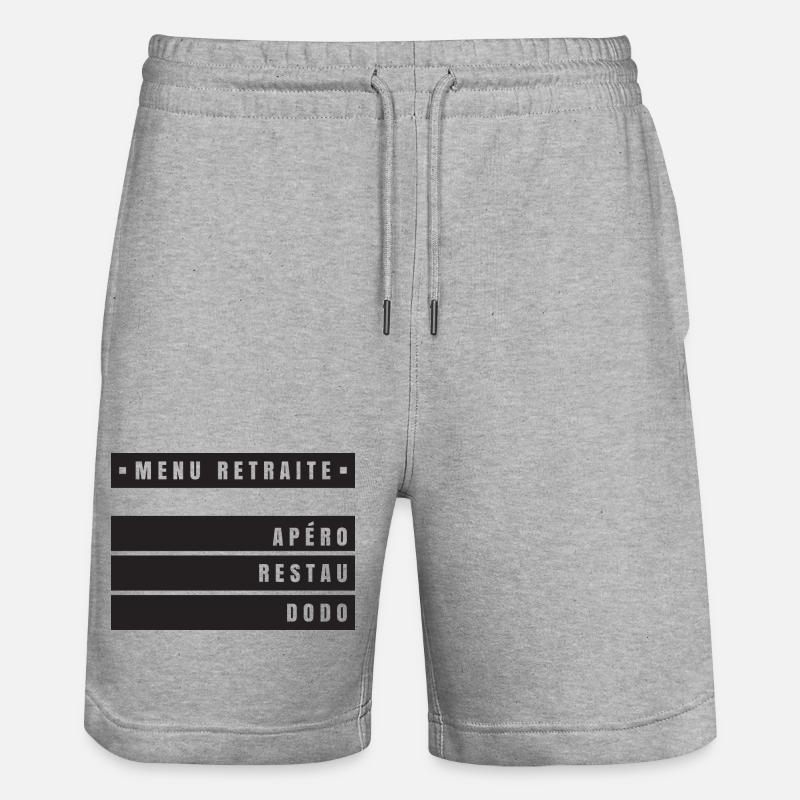 Menu Retraite (bandeau noir) - Short de jogging bio TRAINER Stanley/Stella unisexe - gris chiné
