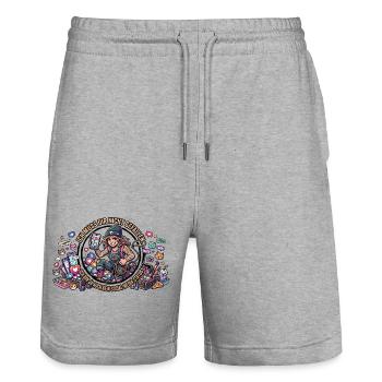 Ich muss dir nicht gefallen Social Power - Stanley/Stella Unisex Bio Joggingshorts Trainer  - Grau meliert - Vorne - Nik (191cm) & Marisol (170cm)