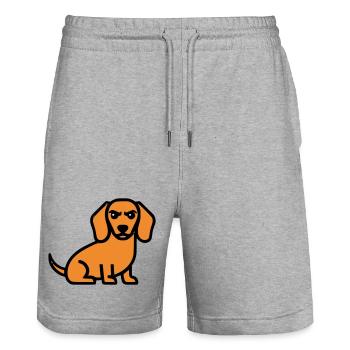 Dackel Hund Braun Comic - Stanley/Stella Unisex Bio Joggingshorts Trainer  - Grau meliert - Vorne - Nik (191cm) & Marisol (170cm)