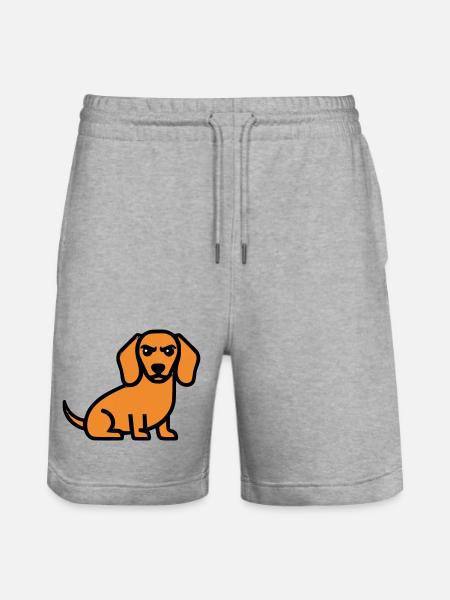 Dachshund Dog Brown Comic - Stanley/Stella Trainer Unisex Organic Jogging Shorts - heather grey