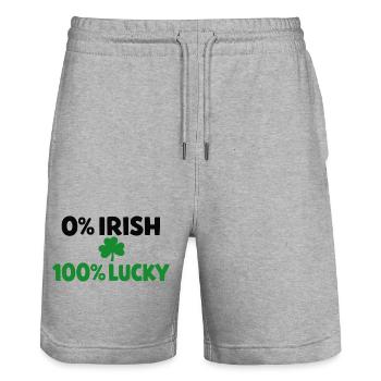 0 % irlandais, 100 % chanceux - Short de jogging bio TRAINER Stanley/Stella unisexe - gris chiné - Devant - Nik (191cm) & Marisol (170cm)