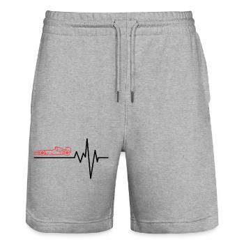 Red Racing Car Outline Graphic - Stanley/Stella Trainer Unisex Organic Jogging Shorts - heather grey - Front - Nik (191cm) & Marisol (170cm)