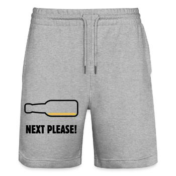 Next Please! (Bier / Bierchen / POS 2C) - Stanley/Stella Unisex Bio Joggingshorts Trainer  - Grau meliert - Vorne - Nik (191cm) & Marisol (170cm)
