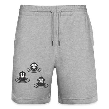 Trois singes des neiges japonais en onsen, noir - Short de jogging bio TRAINER Stanley/Stella unisexe - gris chiné - Devant - Nik (191cm) & Marisol (170cm)