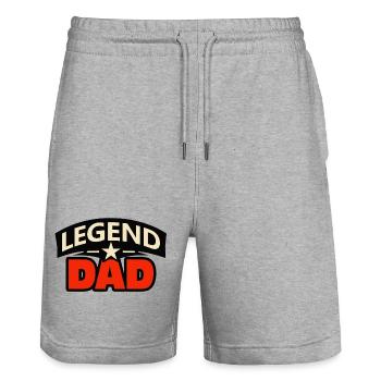 Legenden-Vater – Lustiges Vater-Design - Stanley/Stella Unisex Bio Joggingshorts Trainer  - Grau meliert - Vorne - Nik (191cm) & Marisol (170cm)