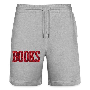 Red Flower Letters Book - Stanley/Stella Trainer Unisex Organic Jogging Shorts - heather grey - Front - Nik (191cm) & Marisol (170cm)
