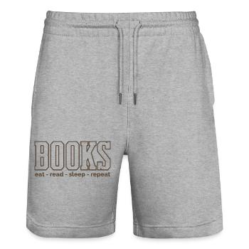 Bücherrhythmus: Essen Lesen Schlafen - Stanley/Stella Unisex Bio Joggingshorts Trainer  - Grau meliert - Vorne - Nik (191cm) & Marisol (170cm)