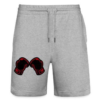 Logo de l’icône des gants de boxe - Short de jogging bio TRAINER Stanley/Stella unisexe - gris chiné - Devant - Nik (191cm) & Marisol (170cm)