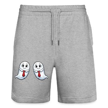 Geister im Anzug - Stanley/Stella Unisex Bio Joggingshorts Trainer  - Grau meliert - Vorne - Nik (191cm) & Marisol (170cm)