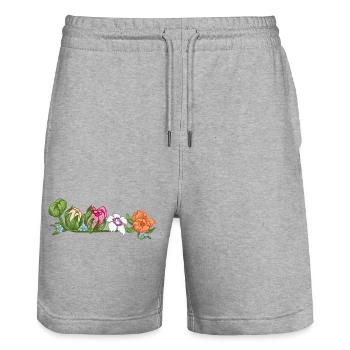 Flowers Garden Magic - Stanley/Stella Trainer Unisex Organic Jogging Shorts - heather grey - Front - Nik (191cm) & Marisol (170cm)