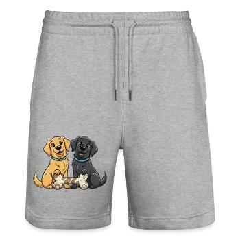 Duo Paw Friend avec des Os - Short de jogging bio TRAINER Stanley/Stella unisexe - gris chiné - Devant - Nik (191cm) & Marisol (170cm)