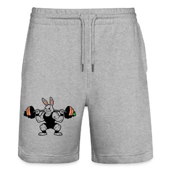 Muskel Hase Karotten Hantel - Stanley/Stella Unisex Bio Joggingshorts Trainer  - Grau meliert - Vorne - Nik (191cm) & Marisol (170cm)