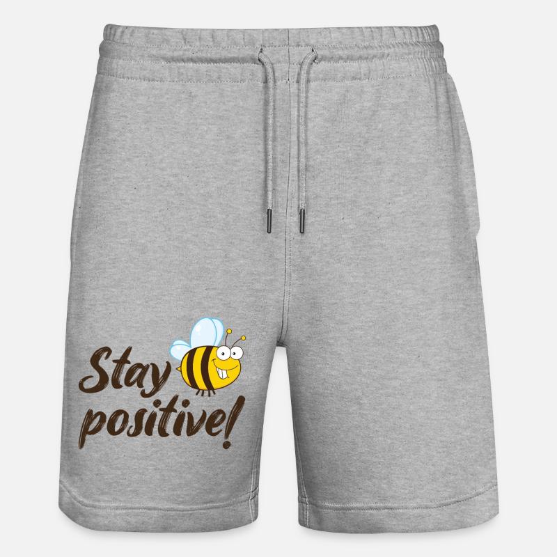 Restez positifs, Joyeuse abeille, bonne humeur. - Short de jogging bio TRAINER Stanley/Stella unisexe - gris chiné