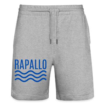 Rapallo Seawave Emblem - Stanley/Stella Trainer Unisex Organic Jogging Shorts - heather grey - Front - Nik (191cm) & Marisol (170cm)
