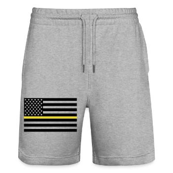 Dispatcher Yellow Line - Stanley/Stella Trainer Unisex Organic Jogging Shorts - heather grey - Front - Nik (191cm) & Marisol (170cm)