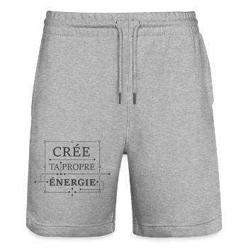 Crée ta propre énergie - Short de jogging bio TRAINER Stanley/Stella unisexe - gris chiné - Devant - Nik (191cm) & Marisol (170cm)