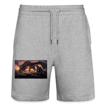 Beowulf meurt après avoir tué le puissant dragon - Short de jogging bio TRAINER Stanley/Stella unisexe - gris chiné - Devant - Nik (191cm) & Marisol (170cm)