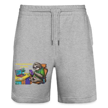 Fleißiges Faultier Büroalltag: Wartezeit... - Stanley/Stella Unisex Bio Joggingshorts Trainer  - Grau meliert - Vorne - Nik (191cm) & Marisol (170cm)
