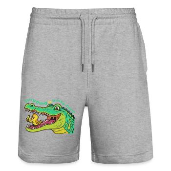 Crocodile et Oiseau : Tout est parfait ! - Short de jogging bio TRAINER Stanley/Stella unisexe - gris chiné - Devant - Nik (191cm) & Marisol (170cm)