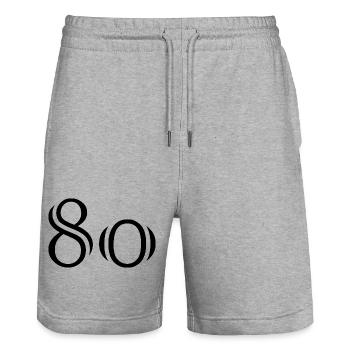 80. 80 JAHRE. 80. JUBILÄUM. 80-JAHRES-JUBILÄUM. - Stanley/Stella Unisex Bio Joggingshorts Trainer  - Grau meliert - Vorne - Nik (191cm) & Marisol (170cm)