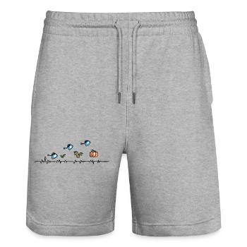 Man erntet, was man sät - Garten Doodle Kürbisse - Stanley/Stella Unisex Bio Joggingshorts Trainer  - Grau meliert - Vorne - Nik (191cm) & Marisol (170cm)