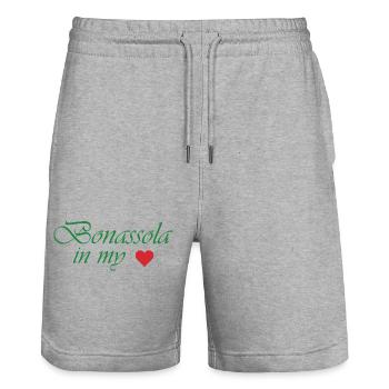 Bonassola in My Heart - Stanley/Stella Trainer Unisex Organic Jogging Shorts - heather grey - Front - Nik (191cm) & Marisol (170cm)