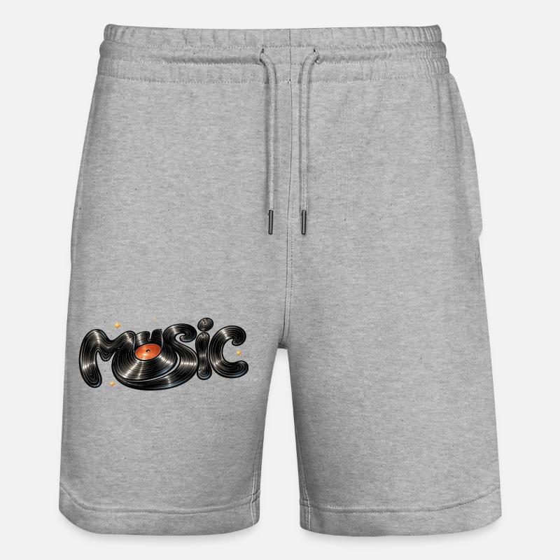 Police musicale tirée du disque vinyle - Short de jogging bio TRAINER Stanley/Stella unisexe - gris chiné