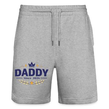 Daddy Since 2026 – Proud Dad Design - Stanley/Stella Trainer Unisex Organic Jogging Shorts - heather grey - Front - Nik (191cm) & Marisol (170cm)