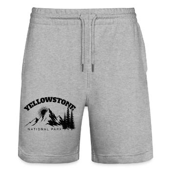 Hiking Yellowstone National Park - Stanley/Stella Trainer Unisex Organic Jogging Shorts - heather grey - Front - Nik (191cm) & Marisol (170cm)