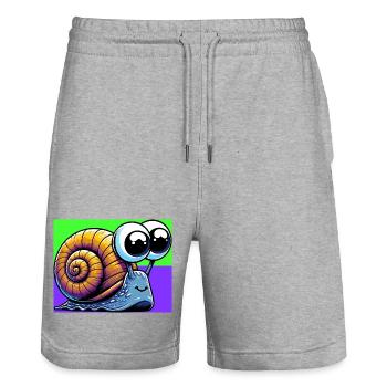 Escargot - Short de jogging bio TRAINER Stanley/Stella unisexe - gris chiné - Devant - Nik (191cm) & Marisol (170cm)