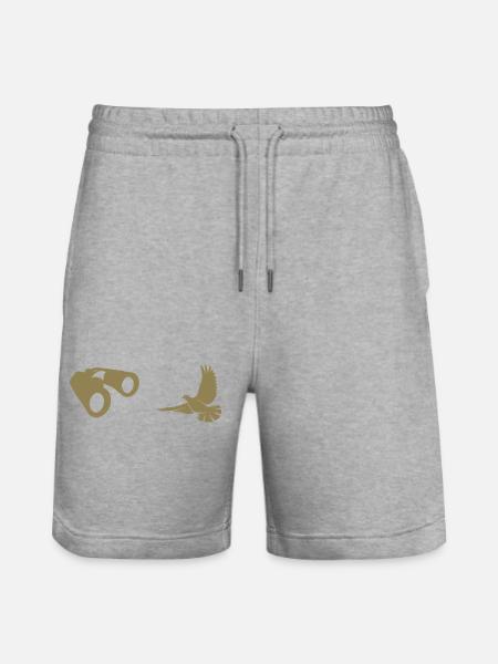 Minimalist Bird Watching Silhouette - Stanley/Stella Trainer Unisex Organic Jogging Shorts - heather grey