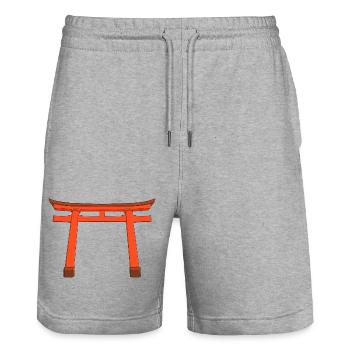 Vivid Torii Gate - Stanley/Stella Trainer Unisex Organic Jogging Shorts - heather grey - Front - Nik (191cm) & Marisol (170cm)