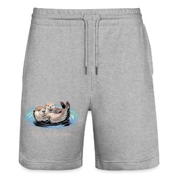 Otter-Duo geht mit dem Strom - Stanley/Stella Unisex Bio Joggingshorts Trainer  - Grau meliert - Vorne - Nik (191cm) & Marisol (170cm)