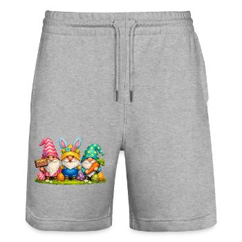 Easter Funny Gnomes Gnomes Easter Outfit - Stanley/Stella Trainer Unisex Organic Jogging Shorts - heather grey - Front - Nik (191cm) & Marisol (170cm)