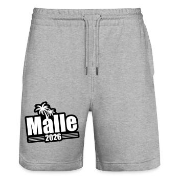 Malle 2026 Palmen - Stanley/Stella Unisex Bio Joggingshorts Trainer  - Grau meliert - Vorne - Nik (191cm) & Marisol (170cm)