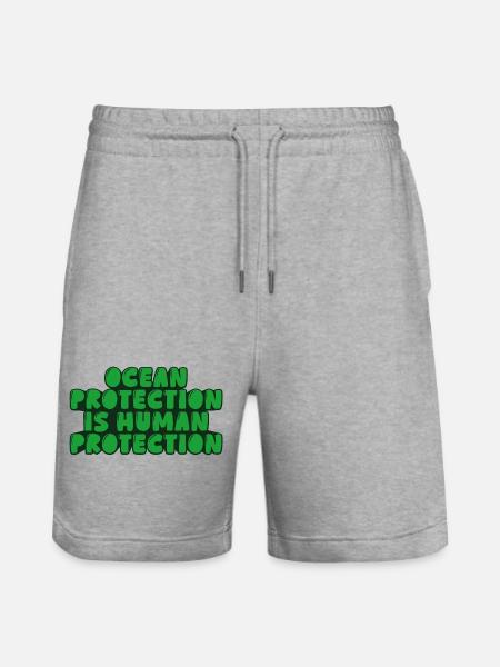 Ocean protection is human protection - Stanley/Stella Trainer Unisex Organic Jogging Shorts - heather grey