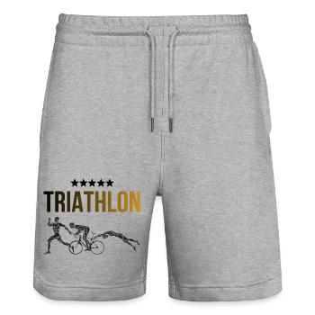 Triathlon - Short de jogging bio TRAINER Stanley/Stella unisexe - gris chiné - Devant - Nik (191cm) & Marisol (170cm)