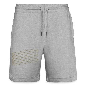 Optical Illusion Geometry Minimalist Puzzle - Stanley/Stella Trainer Unisex Organic Jogging Shorts - heather grey - Front - Nik (191cm) & Marisol (170cm)
